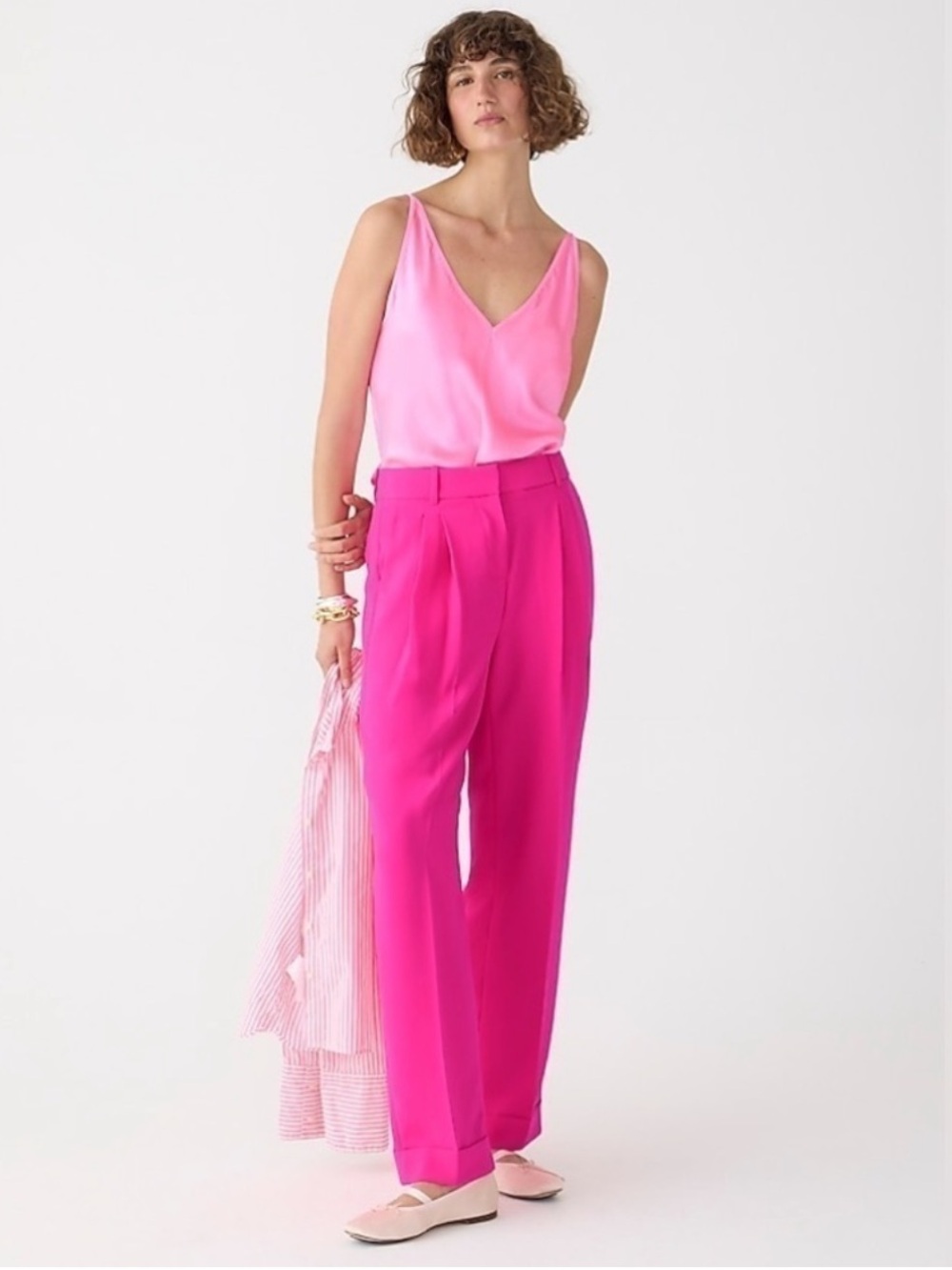 J. Crew Essential Wide Leg Pant City Crepe in Pink Trousers Pants BS581 Size 4